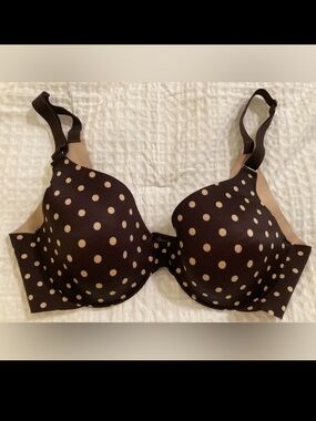 Soma Vanishing Back Full Coverage Underwire Brown and Beige Polka Dot Bra 34C
